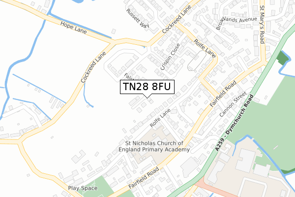 TN28 8FU map - large scale - OS Open Zoomstack (Ordnance Survey)