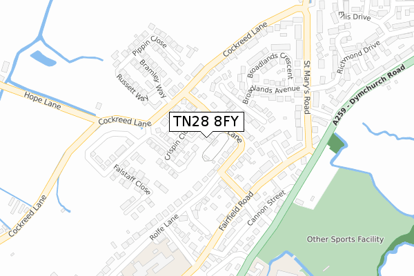 TN28 8FY map - large scale - OS Open Zoomstack (Ordnance Survey)
