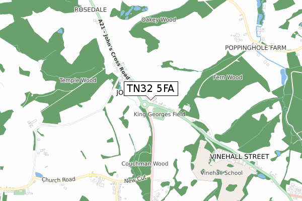 TN32 5FA map - small scale - OS Open Zoomstack (Ordnance Survey)