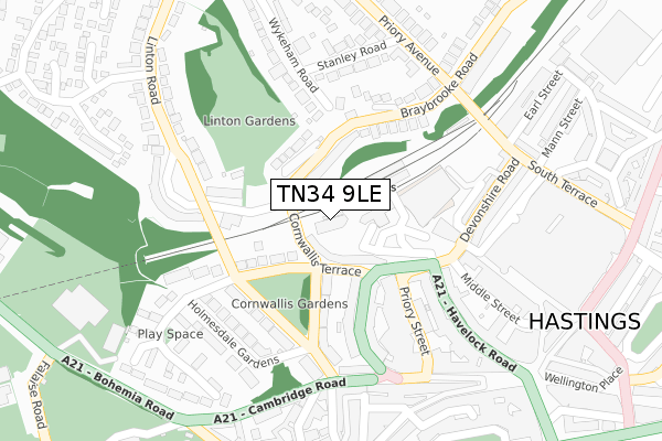 TN34 9LE map - large scale - OS Open Zoomstack (Ordnance Survey) TN34 9LE map - large scale - OS Open Zoomstack (Ordnance Survey)