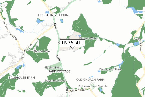 TN35 4LT map - small scale - OS Open Zoomstack (Ordnance Survey)