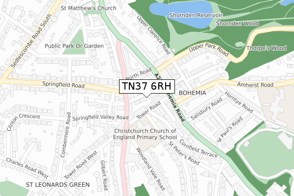 TN37 6RH map - large scale - OS Open Zoomstack (Ordnance Survey)