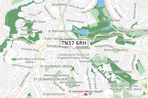 TN37 6RH map - small scale - OS Open Zoomstack (Ordnance Survey)