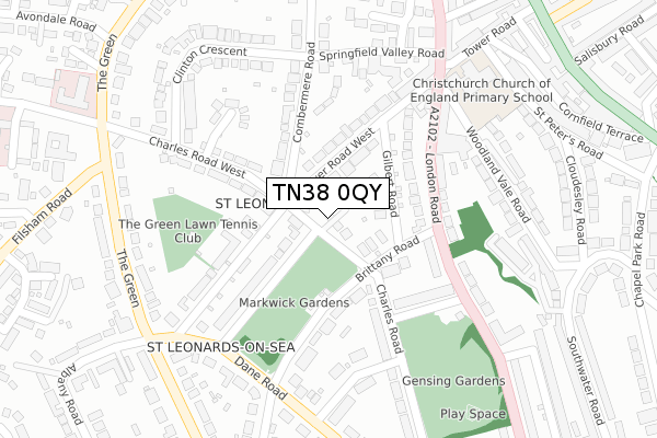 TN38 0QY map - large scale - OS Open Zoomstack (Ordnance Survey)