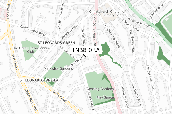 TN38 0RA map - large scale - OS Open Zoomstack (Ordnance Survey)