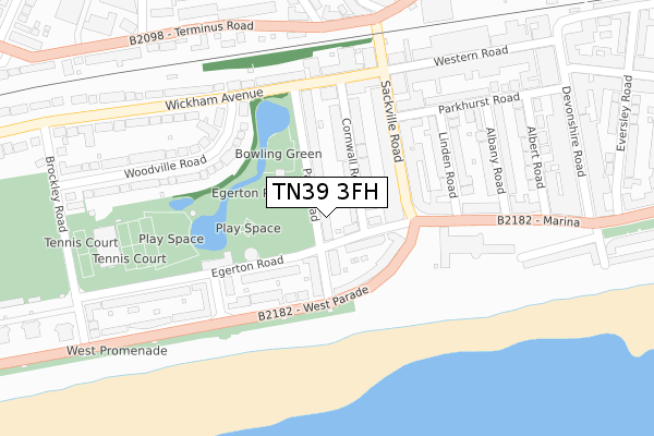 TN39 3FH map - large scale - OS Open Zoomstack (Ordnance Survey)