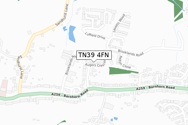 TN39 4FN map - large scale - OS Open Zoomstack (Ordnance Survey)