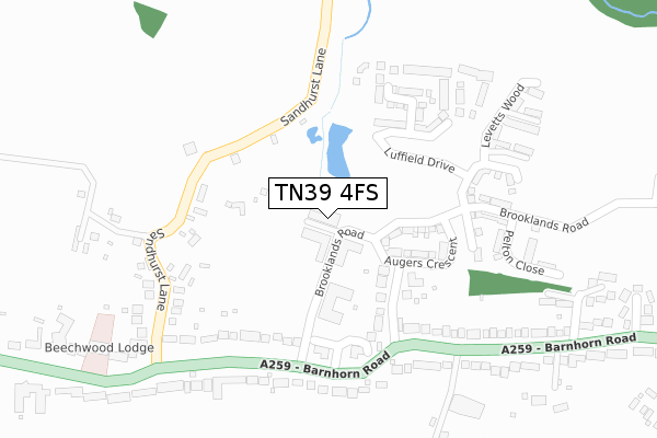 TN39 4FS map - large scale - OS Open Zoomstack (Ordnance Survey)