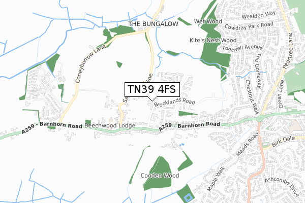 TN39 4FS map - small scale - OS Open Zoomstack (Ordnance Survey)