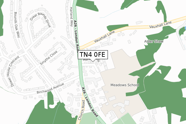 TN4 0FE map - large scale - OS Open Zoomstack (Ordnance Survey)