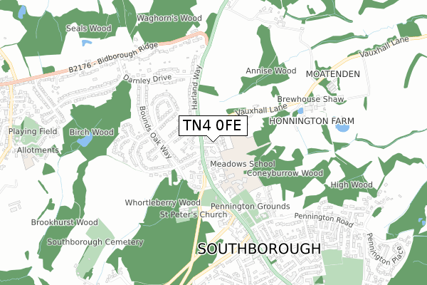 TN4 0FE map - small scale - OS Open Zoomstack (Ordnance Survey)