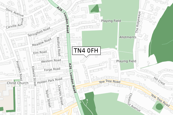 TN4 0FH map - large scale - OS Open Zoomstack (Ordnance Survey)
