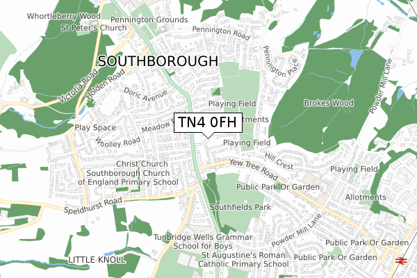 TN4 0FH map - small scale - OS Open Zoomstack (Ordnance Survey)