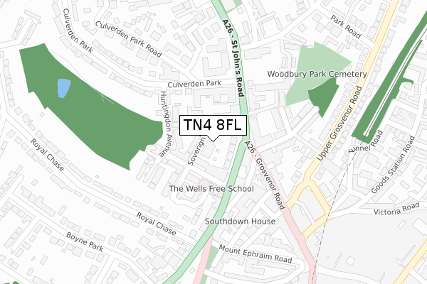 TN4 8FL map - large scale - OS Open Zoomstack (Ordnance Survey)