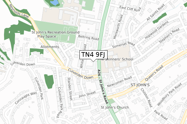 TN4 9FJ map - large scale - OS Open Zoomstack (Ordnance Survey) TN4 9FJ map - large scale - OS Open Zoomstack (Ordnance Survey)