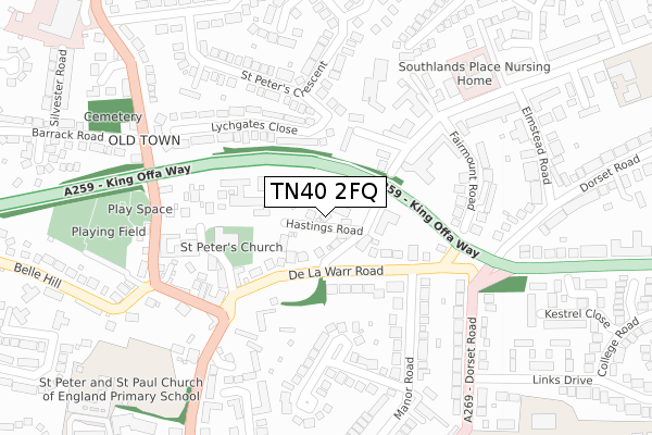 TN40 2FQ map - large scale - OS Open Zoomstack (Ordnance Survey)