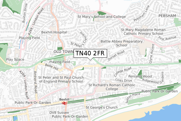 TN40 2FR map - small scale - OS Open Zoomstack (Ordnance Survey) TN40 2FR map - small scale - OS Open Zoomstack (Ordnance Survey)
