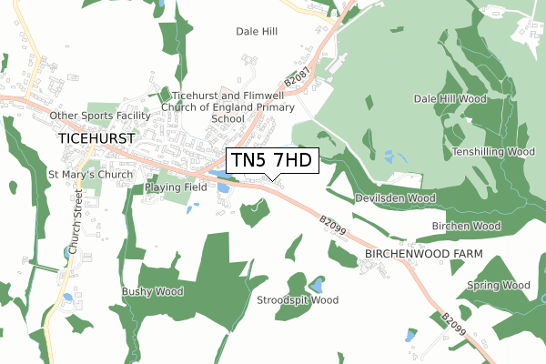 TN5 7HD map - small scale - OS Open Zoomstack (Ordnance Survey)