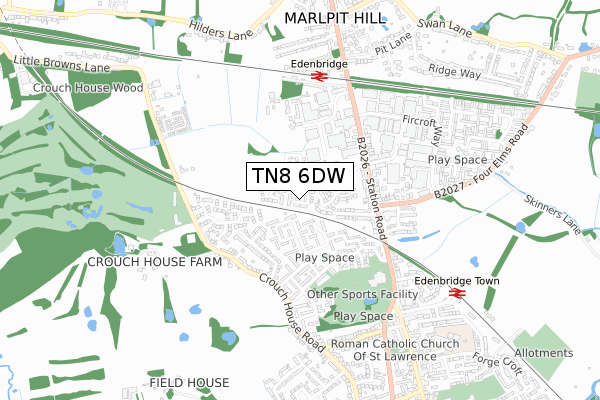 TN8 6DW map - small scale - OS Open Zoomstack (Ordnance Survey)
