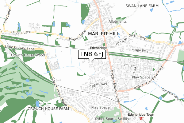 TN8 6FJ map - small scale - OS Open Zoomstack (Ordnance Survey) TN8 6FJ map - small scale - OS Open Zoomstack (Ordnance Survey)