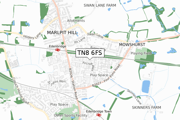 TN8 6FS map - small scale - OS Open Zoomstack (Ordnance Survey)