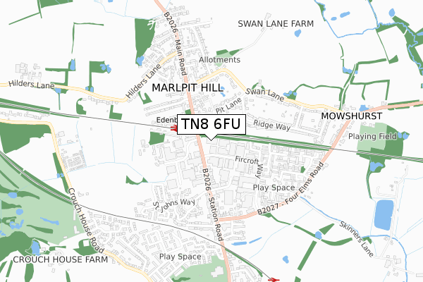 TN8 6FU map - small scale - OS Open Zoomstack (Ordnance Survey)