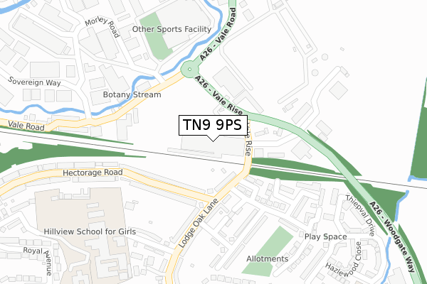TN9 9PS map - large scale - OS Open Zoomstack (Ordnance Survey) TN9 9PS map - large scale - OS Open Zoomstack (Ordnance Survey)