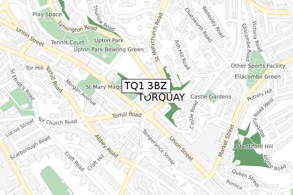 TQ1 3BZ map - large scale - OS Open Zoomstack (Ordnance Survey)