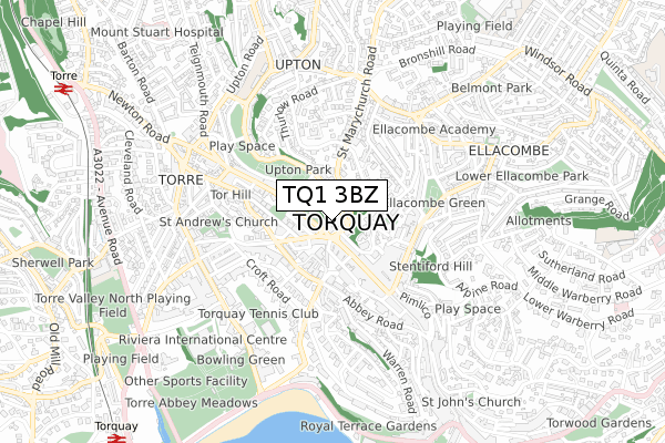 TQ1 3BZ map - small scale - OS Open Zoomstack (Ordnance Survey)