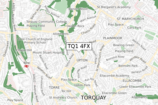 TQ1 4FX map - small scale - OS Open Zoomstack (Ordnance Survey)