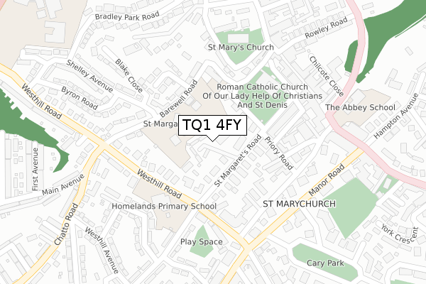 TQ1 4FY map - large scale - OS Open Zoomstack (Ordnance Survey)