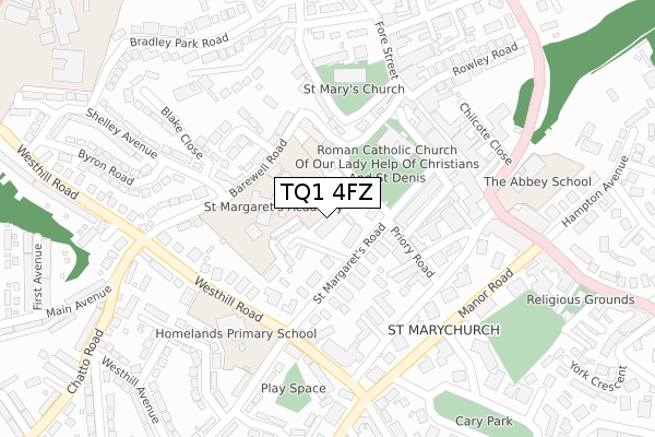 TQ1 4FZ map - large scale - OS Open Zoomstack (Ordnance Survey)