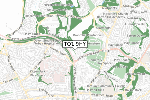 TQ1 9HY map - small scale - OS Open Zoomstack (Ordnance Survey) TQ1 9HY map - small scale - OS Open Zoomstack (Ordnance Survey)