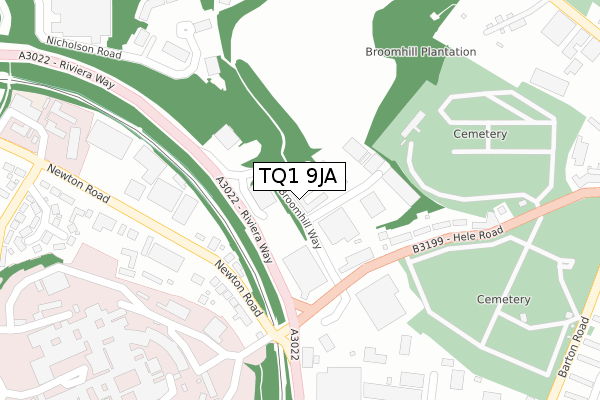 TQ1 9JA map - large scale - OS Open Zoomstack (Ordnance Survey)
