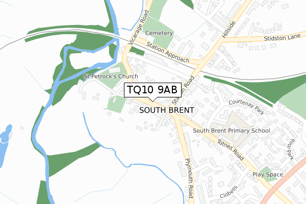 TQ10 9AB map - large scale - OS Open Zoomstack (Ordnance Survey)