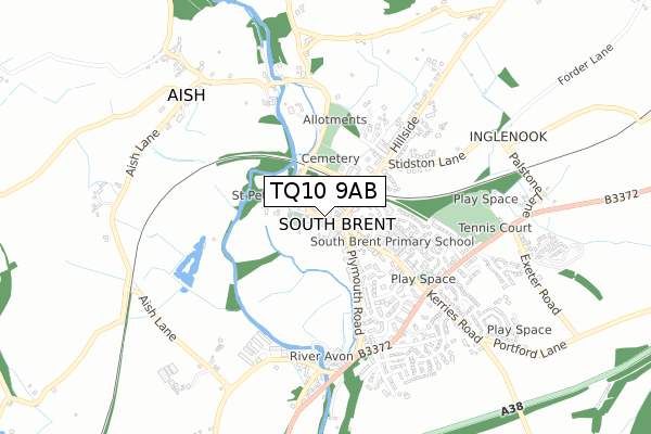 TQ10 9AB map - small scale - OS Open Zoomstack (Ordnance Survey)
