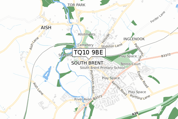 TQ10 9BE map - small scale - OS Open Zoomstack (Ordnance Survey)