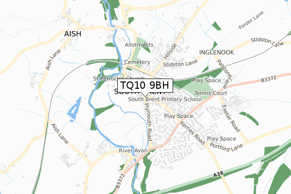 TQ10 9BH map - small scale - OS Open Zoomstack (Ordnance Survey)