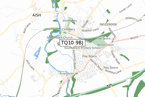 TQ10 9BJ map - small scale - OS Open Zoomstack (Ordnance Survey)