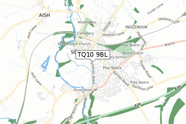 TQ10 9BL map - small scale - OS Open Zoomstack (Ordnance Survey) TQ10 9BL map - small scale - OS Open Zoomstack (Ordnance Survey)
