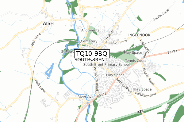TQ10 9BQ map - small scale - OS Open Zoomstack (Ordnance Survey) TQ10 9BQ map - small scale - OS Open Zoomstack (Ordnance Survey)