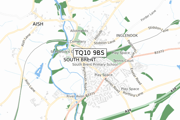 TQ10 9BS map - small scale - OS Open Zoomstack (Ordnance Survey)