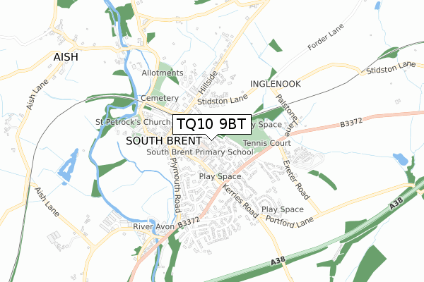 TQ10 9BT map - small scale - OS Open Zoomstack (Ordnance Survey) TQ10 9BT map - small scale - OS Open Zoomstack (Ordnance Survey)