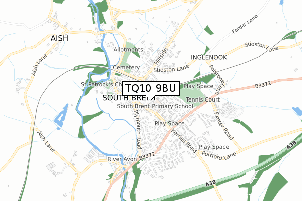 TQ10 9BU map - small scale - OS Open Zoomstack (Ordnance Survey)
