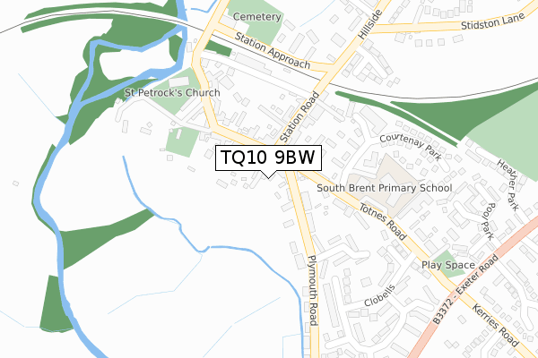 TQ10 9BW map - large scale - OS Open Zoomstack (Ordnance Survey)