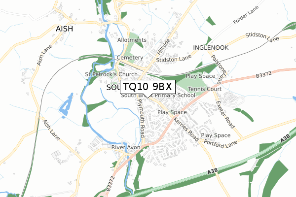 TQ10 9BX map - small scale - OS Open Zoomstack (Ordnance Survey)