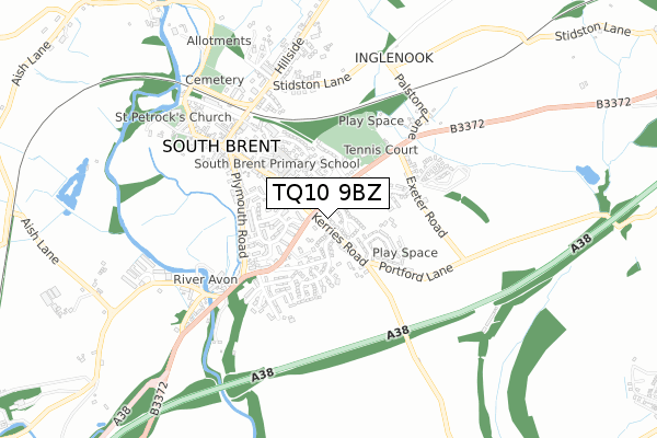 TQ10 9BZ map - small scale - OS Open Zoomstack (Ordnance Survey)