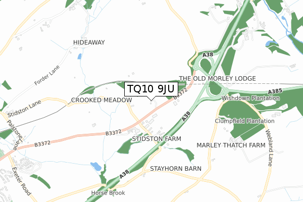TQ10 9JU map - small scale - OS Open Zoomstack (Ordnance Survey)