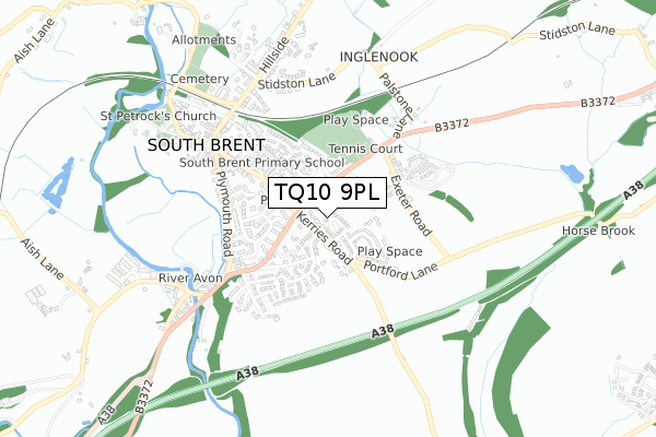 TQ10 9PL map - small scale - OS Open Zoomstack (Ordnance Survey)