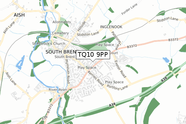 TQ10 9PP map - small scale - OS Open Zoomstack (Ordnance Survey)